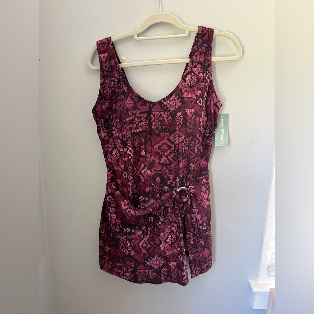 Coldwater Creek, black‎ multicolor Patterned One Piece Swimsuit